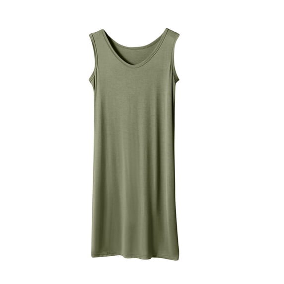 Nightgowns for Women Sleeveless Tank Sleepshirts Plus Size Solid Loose Summer Nightdress Chemise Night Gowns, Army Green, XXL