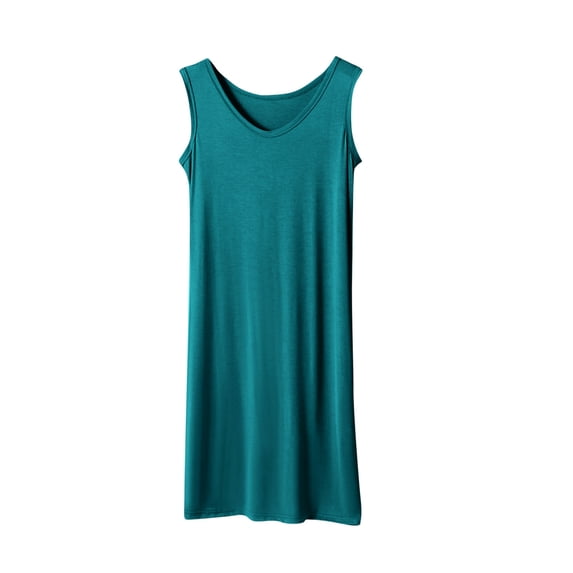 Modal Nightgowns for Women Sleeveless Tank Sleepshirts Plus Size Solid Loose Summer Nightdress Chemise Night Gowns, Mint Green, XXL