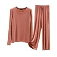 thumbnail image 1 of Modal Pajama Sets For Women 2 Piece Pants And Long Sleeve Outfits Fall Casual Pullover Tops & Wide Leg Pants Lounge Sets Loungewear (Light Pink,X-Large), 1 of 3