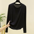 thumbnail image 1 of Modal Pajama for Womens Crew Neck Shirts Long Sleeve Blouses Loose Fitted Solid Classic Shirt Ultra Soft Textured Athletic Stretch Sleepwear, 1 of 4