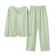 thumbnail image 1 of Modal Pajamas Sets for Women Casual Long Sleeve Built in Bras Tops and Pants 2 Piece Comfort Sleepwear Loose Solid Loungewear Pajama Outfits Set, 1 of 3