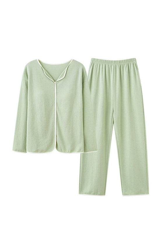 Modal Pajamas Sets for Women Casual Long Sleeve Built in Bras Tops and Pants 2 Piece Comfort Sleepwear Loose Solid Loungewear Pajama Outfits Set