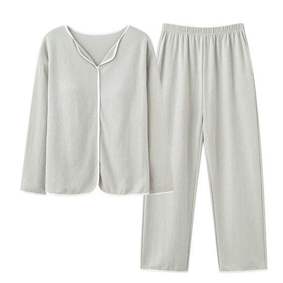 Modal Pajamas Sets for Women Casual Long Sleeve Built in Bras Tops and Pants 2 Piece Comfort Sleepwear Loose Solid Loungewear Pajama Outfits Set