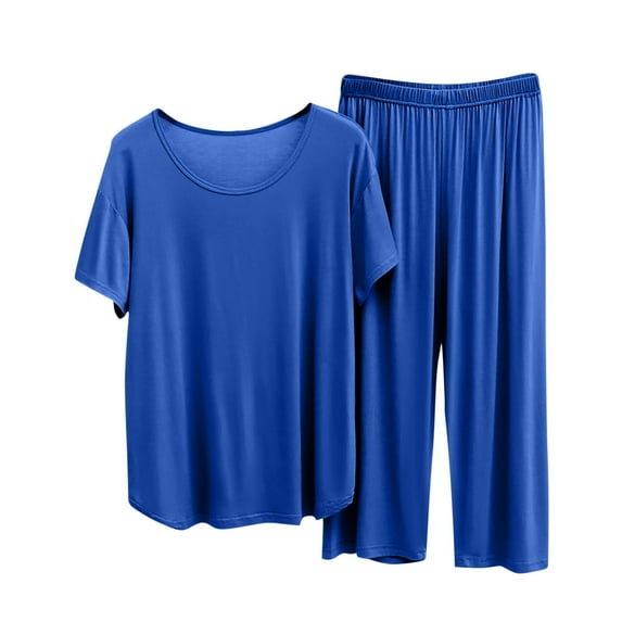 Modal Pajamas Women Sevevn Women's Soft Cotton Blend Short Sleeve T-Shirt and Pant Sleepwear Set