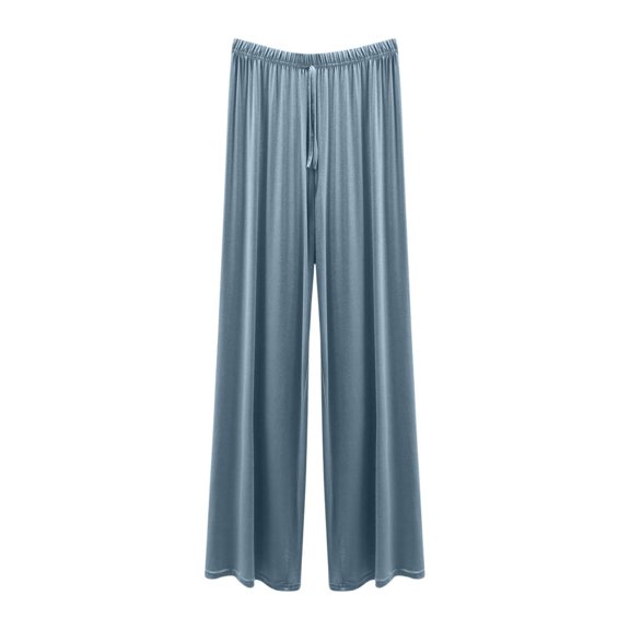 Modal Pants for Women Drawstrings Wide-Leg Elastic Waist Trousers Straight Leg Long Pants Loose Comfy Bottoms Casual Trendy Sweatpants Fashion Soft Loungewear Pajamas