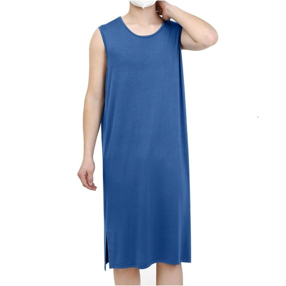 Modal Sleeveless Sleepshirt Men - Crew Neck Summer Nightwear Lightweight Loose Fit Comfy Yoga Layer Moisture Wicking