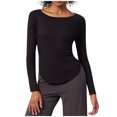 thumbnail image 1 of Modal Tops Womens Long Sleeve Yoga Shirts Casual Crewneck Tshirt Slim Pullover Curved Hem Basic Tee, 1 of 4