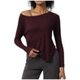 thumbnail image 1 of Modal Tops Womens Long Sleeve Yoga Shirts Casual Crewneck Tshirt Slim Pullover Curved Hem Basic Tee, 1 of 4