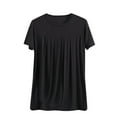 thumbnail image 1 of Modal Women's Shirts Short Sleeve Everyday Basic Solid Color Tee Casual Loose Fit Tops Soft Comfy Clothes (3XL, Black 3), 1 of 6