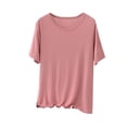 thumbnail image 1 of Modal Women's Shirts Short Sleeve Everyday Basic Solid Color Tee Casual Loose Fit Tops Soft Comfy Clothes (XL, Watermelon Red 1), 1 of 6