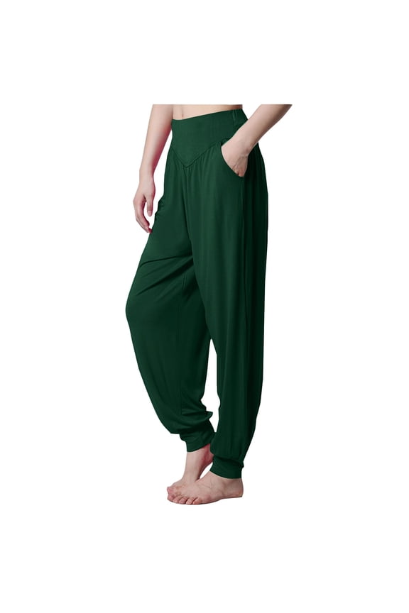 Yoga Pants for Women Casual Cozy Elastic High Waist Lantern Bottoms Loose Dance Running Workout Joggers, Green, XL