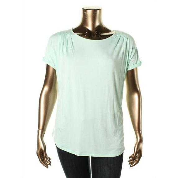 Modamix Womens Plus Pleated Boat Neck Pullover Top