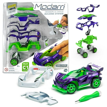 Modarri: C1 Concept Car - Deluxe Single DIY Design & Build Toy Car, Mix & Match, Customize Your Own Vehicle, Finger Driving, Collectible, Kids Ages 6+