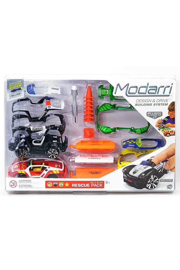 : Deluxe 2 Car Rescue Pack - DIY Design & Build Toy Cars, Mix & Match, Customize Your Own Vehicles, Finger Driving, Collectible, Kids Ages 6+
