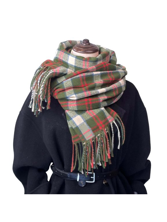 Modatep Womens Warm Long Scarf Winter Plaid Fringe Shawl Large Scarves Knit Ladies Outdoor Shopping Fall Accessories Green