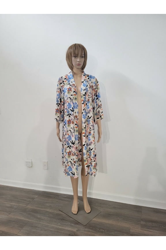 Modcloth Swim Cover-Up Womens One Size Floral White/Blue/Pink/Black