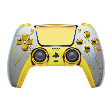 ModdedZone GOLD THUNDER Custom UN-Modded Controller for PS5 OEM Authentic Controller