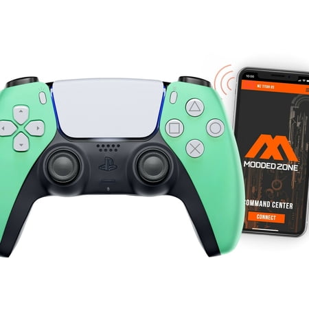 ModdedZone MINT GREEN Smart Rapid Fire Custom Modded Controller for PS5 FPS COD games (control mods via phone APP. Anti Recoil Mod is available via the App)