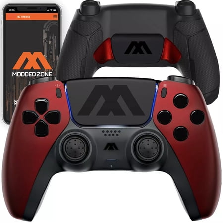 ModdedZone Wireless Extreme Modded Controller for PlayStation 5, Black & Red