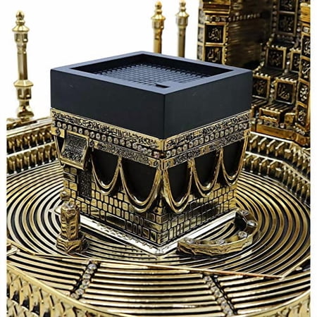 Modefa Islamic Table Decor – Kaba Clock Tower Replica with 99 Names of Allah & Car Hanger - Muslim Home Decor - Islamic Art Muslim Gifts for Ramadan, Eid Decoration - Gold (Large)