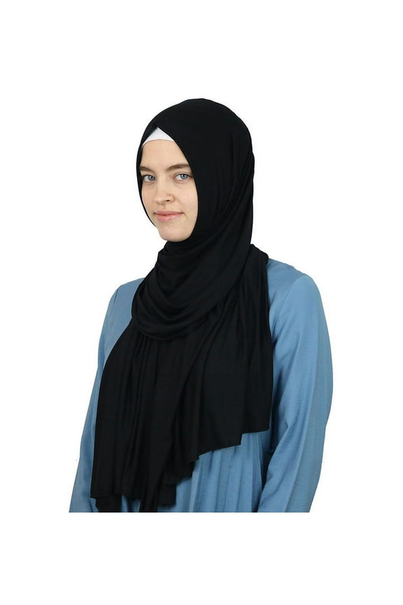 Premium Jersey Islamic Hijab Headscarf Wrap Shawl - (Black)