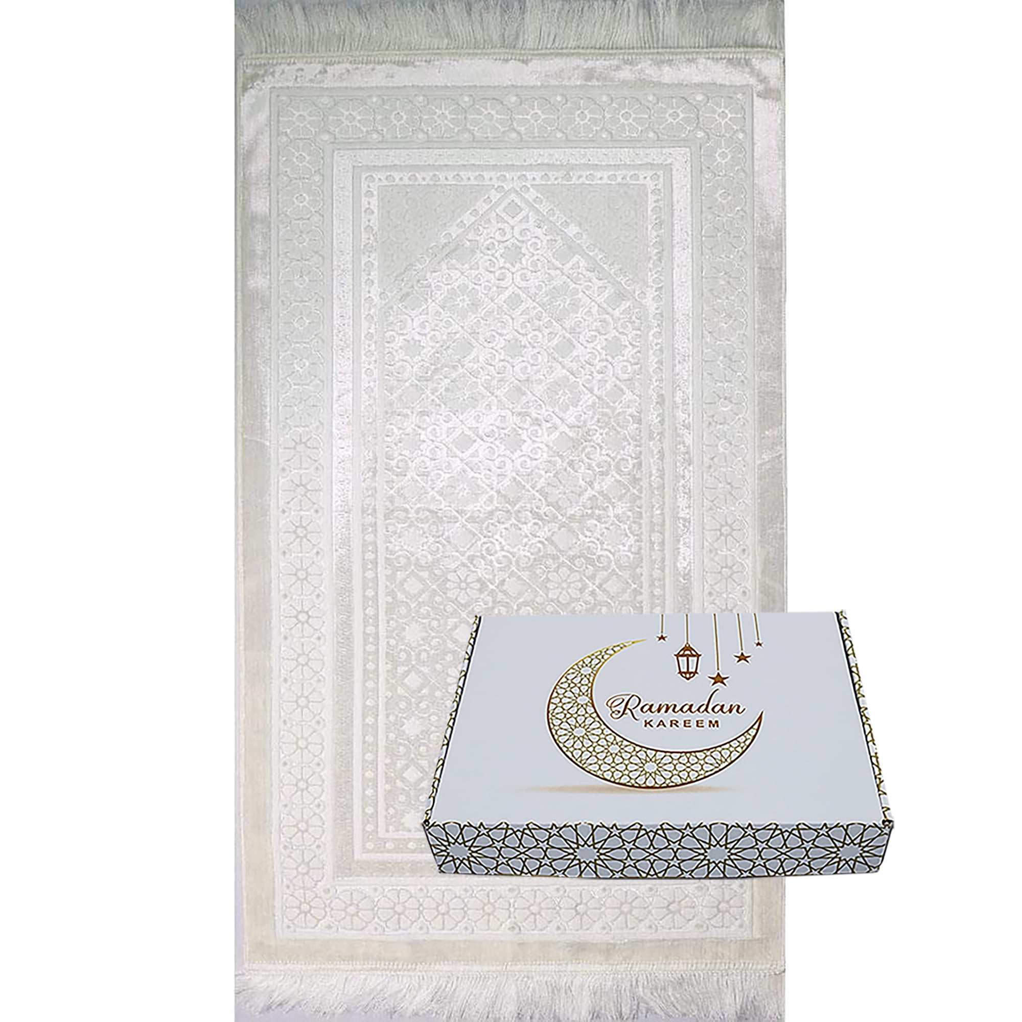 Modefa Turkish Islamic Plush Velvet Prayer Rug Carpet & Prayer Beads ...