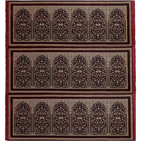 Modefa Turkish Islamic Prayer Rug - Multi Person Janamaz Sajada for Family or Large Gathering & Group Praying Carpet - Wide Velvet Praying Mat (18 Person: 130 x 118in)