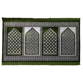 Modefa Turkish Islamic Prayer Rug | Wide 4 Person Group Carpet | Prayer Mat for Masjid or Mosque - Geometric Green