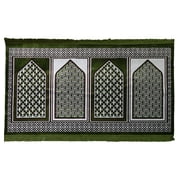 Modefa Turkish Islamic Prayer Rug | Wide 4 Person Group Carpet | Prayer Mat for Masjid or Mosque - Geometric Green