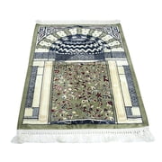 Modefa Turkish Islamic Thick Kilim Style Velvet Prayer Rug Carpet Janamaz Sajjadah Mihrab Green