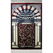 Modefa Turkish Islamic Thick Kilim Style Velvet Prayer Rug Carpet Janamaz Sajjadah Mihrab Red