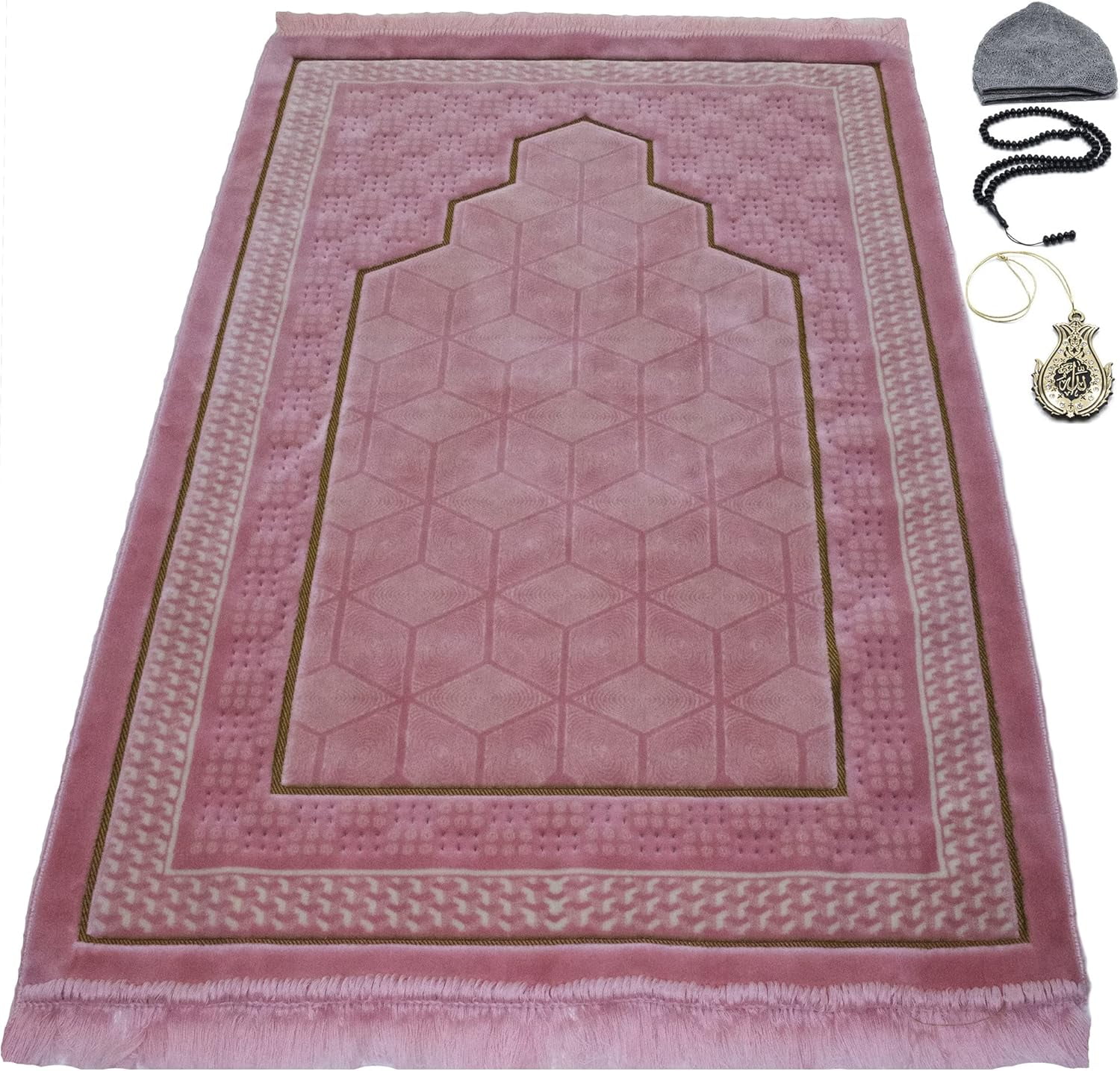 Modefa Turkish Islamic Velvet Prayer Rug - Thick & Wide Soft Praying ...