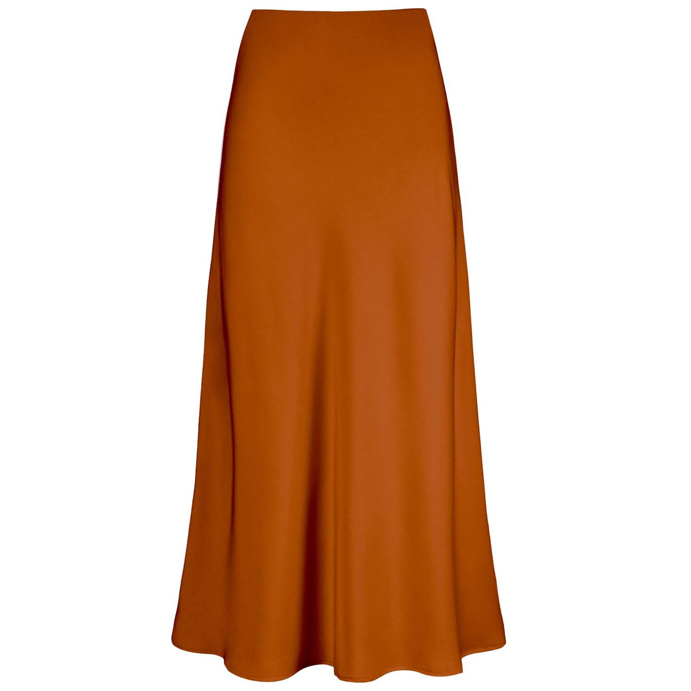Modegal Women's Silky Stain Skirts High Waist Elasticized Waistband ...