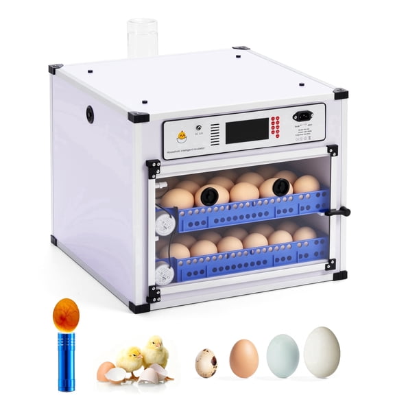 STICCIO Automatic Egg Incubator with Temp Humidity Control, 136 Egg AC/DC Power PVC Poultry Hatcher for Chicken Duck Goose Pigeon Eggs