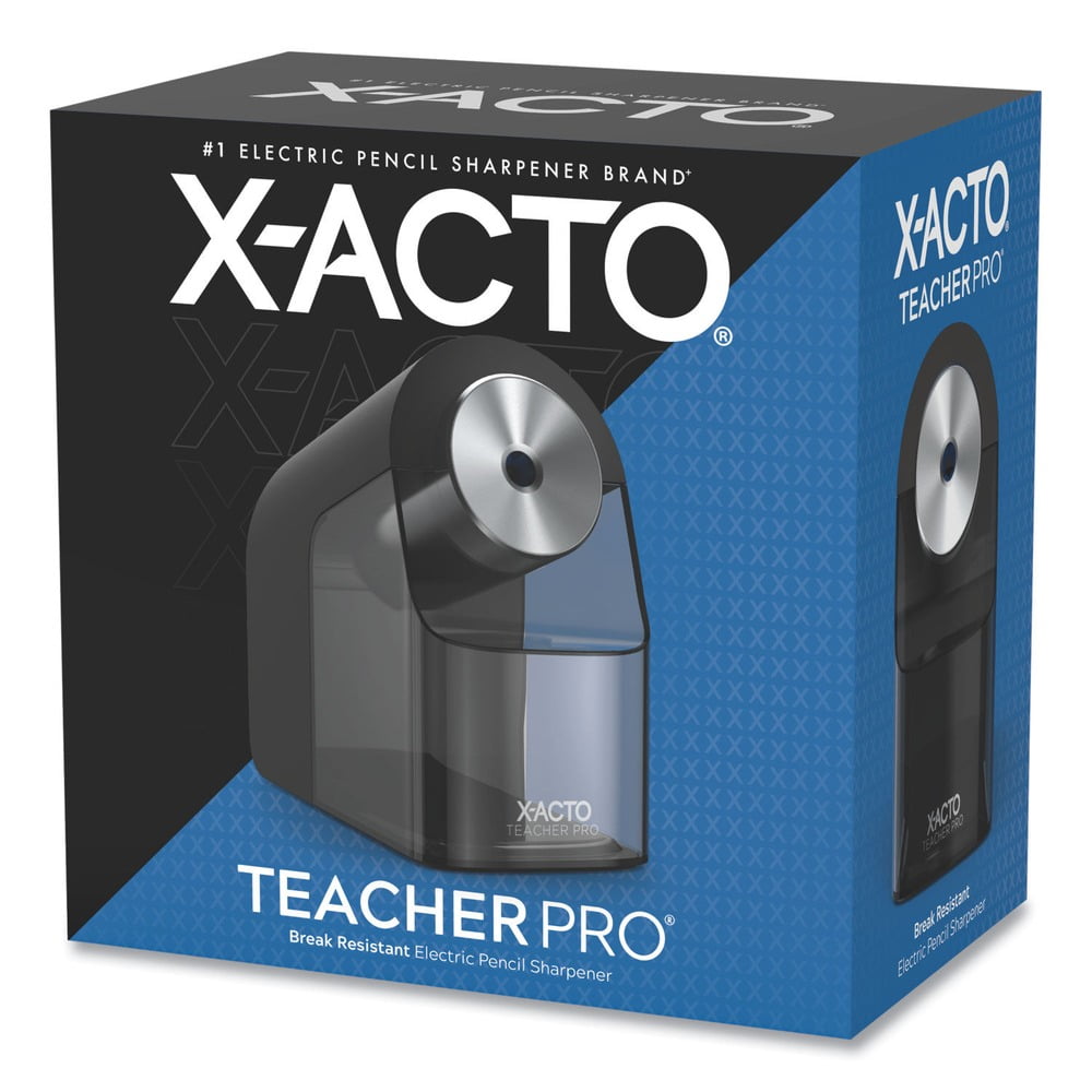 X-ACTO 1675X Model 1675 TeacherPro Classroom AC-Powered 4 in. x 7.5 in. x 8 in. Electric Pencil Sharpener - Black/Silver/Smoke