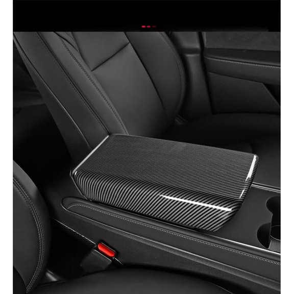 Model 3 / Y Arm Rest Cover & Center Console Cover, Compatible with 2017-2023 Model 3 and 2020-2024 Model Y, ABS Material Scratch Resistant (Gloss Carbon Fiber )