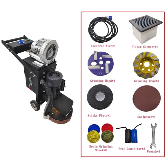 Model 380 Cement Ground Grinder Machine Hand-Push External Fan 4 Chassis Commercial Home 750W 220V