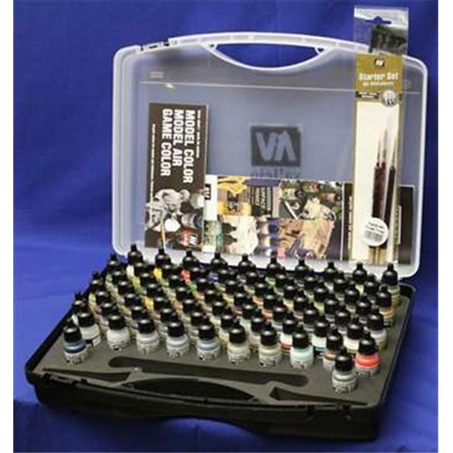 Vallejo 72-Color Acrylic Model Air Paint Set with Brushes