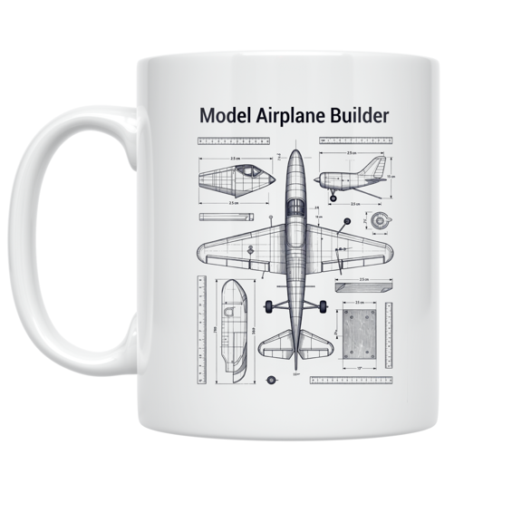 Model Airplane Builder Blueprint Design - Model Airplane Enthusiast - 11 oz Ceramic Coffee Mug