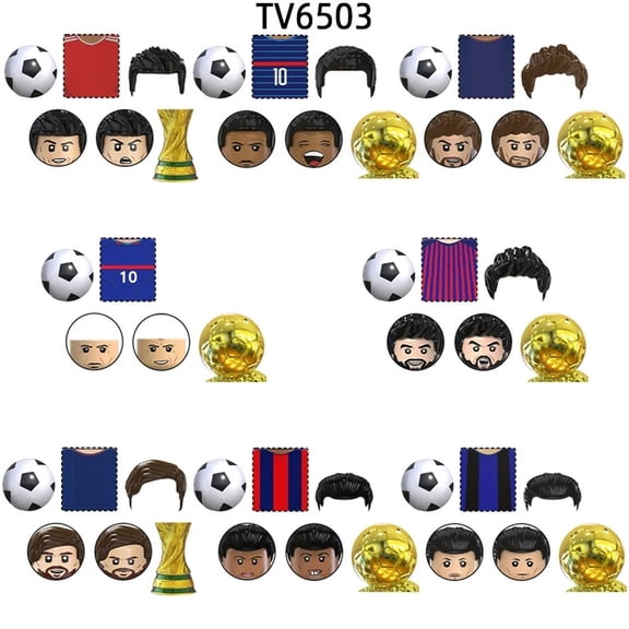 Model Blocks Set TV6503  8pcs Famous Football Star Player Number 7 30 10 9 8, MOC Bricks Toy Gift for Friends