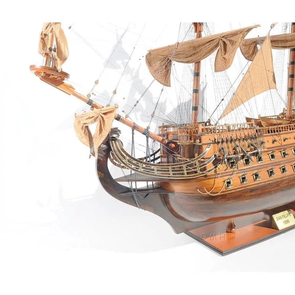 Model Boats Sailing Galleon San Felipe Ship 7.3-Ft Etched Navy Brass Soli OM-379