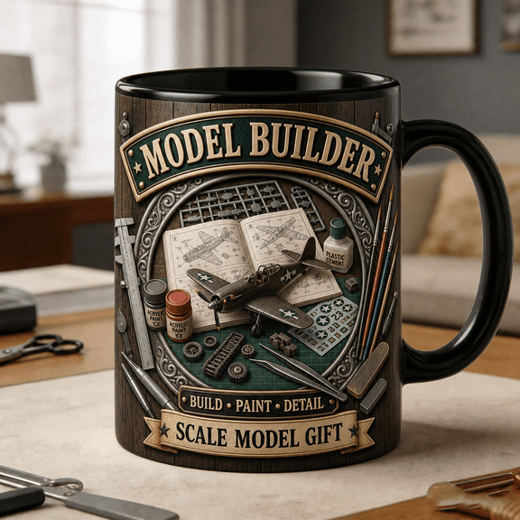 Model Builder Mug 3D Effect Scale Models Gift for Hobbyists and Makers