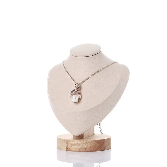 Model Bust Show Exhibitor Velvet Jewelry Display Necklace Pendants Mannequin Jewelry Stand Organizer 3 Colors Beige S