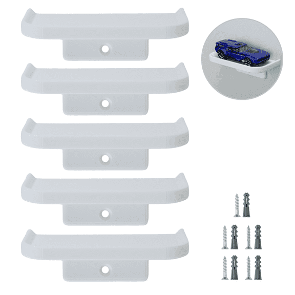 Model Car Wall Mount Shelf (5 Pack) for Hot Wheels & Matchbox | Floating Wall Display Compatible with 1/64 Scale Diecast Toy Cars | Holds Individual Model Cars