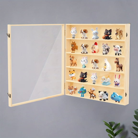 Model Cars Display Case, Display Case for Minifigures Action Figures, Wall-mountable Wooden Display Cabinet-5-Tier Solid Wood & Acrylic Showcase for Anime Figures, Collectibles & Miniatures