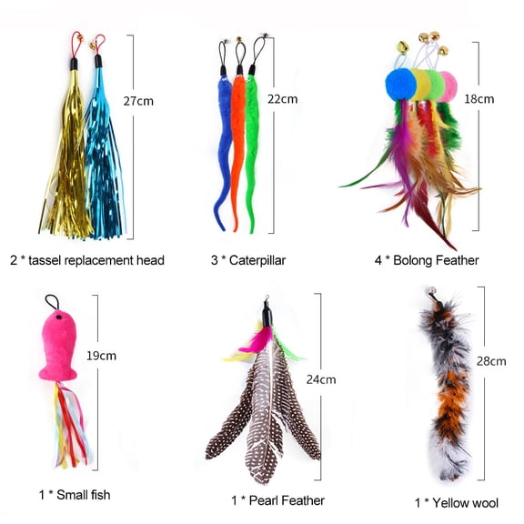 Model,Cat Hair Cat Set - Rod - Model And - Caterpillar Feather Caterpillar Head Feather Head Stick Model Ball Rod Set Model Rod Cat Toy Set Hair Ball Hair Model Cat Stick Model Rod Head Hair