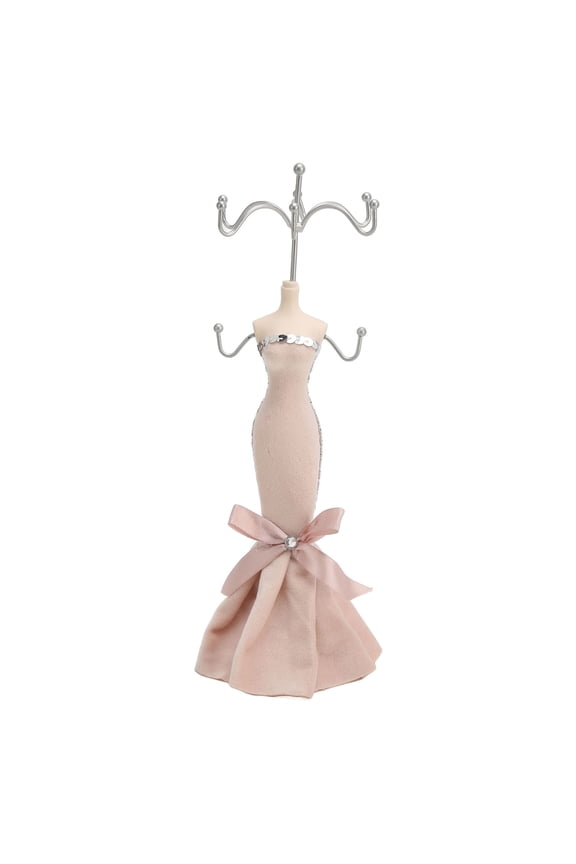 Model Dress Jewelry Display Stand Earring Necklace Ring Holder Storage Organizer Hanging Tower Rack Light Pink