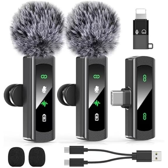 Model J4 USB C Mini Wireless Lavalier Microphone for iPhone 15 16, iOS and Android Devices - Noise Reduction Lapel Mic for Recording, Clip on Omni Lav Mic for Video Recording, Tiktok, Youtube, Vlog