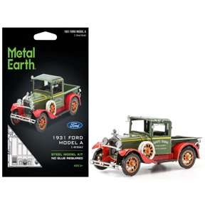 Model Kit 1931 Ford Model A Pickup Truck Green (Moderate Difficulty) Steel Model by Metal Earth
