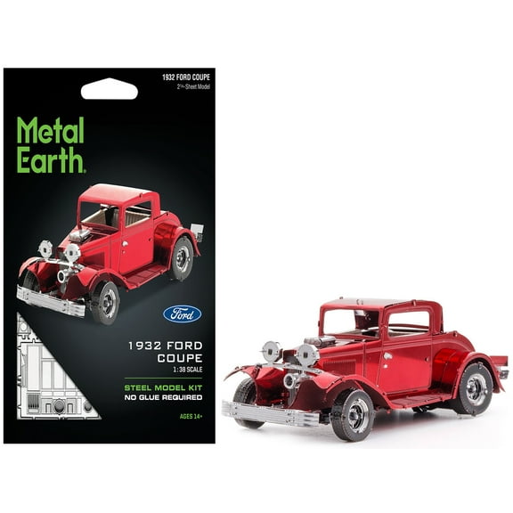 Model Kit 1932 Ford Coupe Red (Moderate Difficulty) Steel Model by Metal Earth